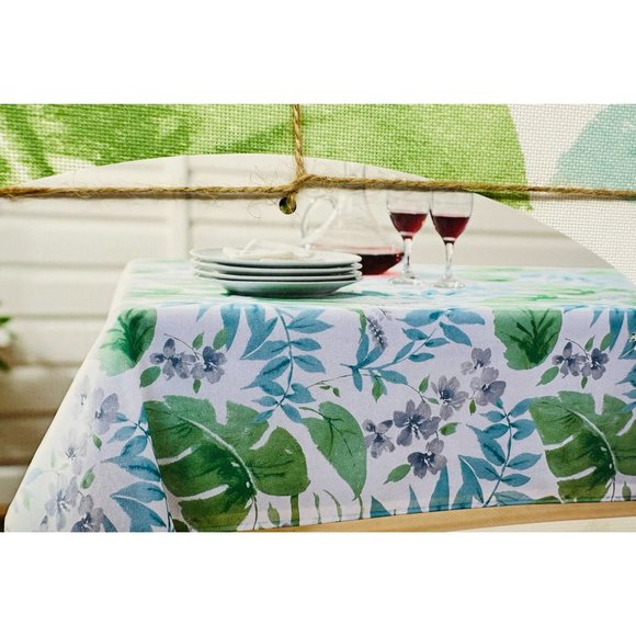 Tommy Bahama Tablecloth Tropical Leaves 60" x 84" Easy Care Indoor Outdoor - Picture 3 of 3